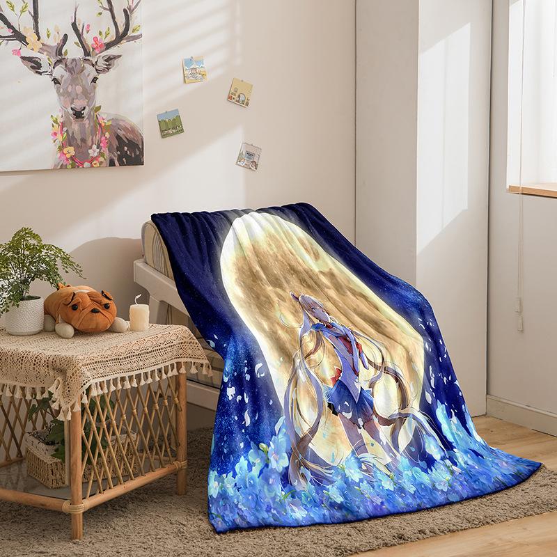 Japanese Beauty Girl Series Flannel Fleece Blanket 3D Printed Sofa Blanket Thickened Blanket