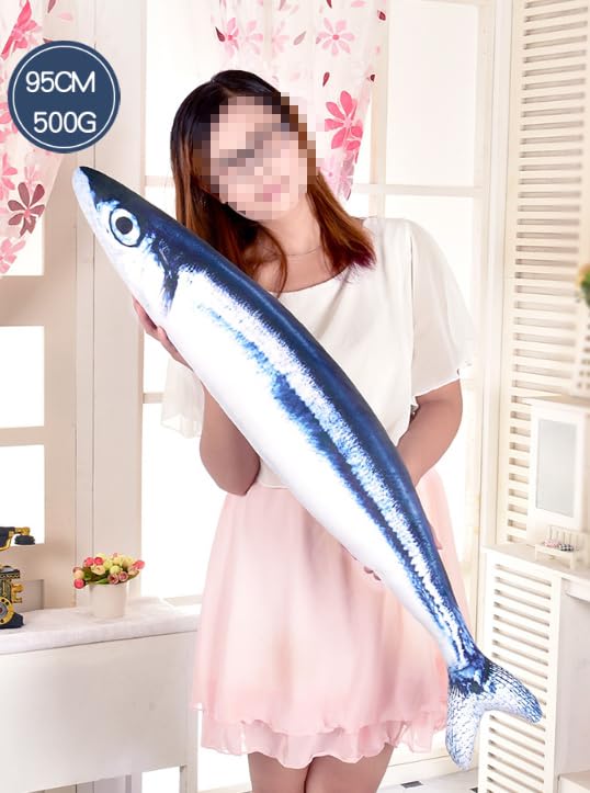 [dokidoki] Sanma (Pacific saury) Fish Cushion Sardine Cat Plush Toy, Cute and Fun Item, Perfect for Events, Parties, Halloween, and Instagram (55cm)