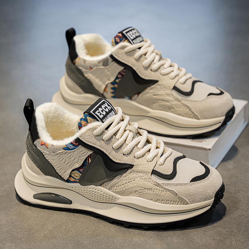 Men's shoes 2 winter new warm thickened cotton shoes velvet men's sports shoes non-slip and wear-resistant dad shoes
