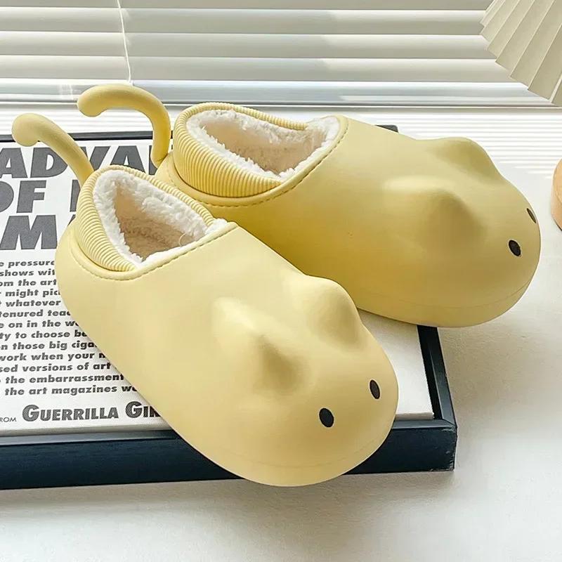 

Fashion Cotton Slippers Women Waterproof Outdoor Wear Indoor Home Cartoon Cute Thick Sole Warm Slippers Flat Shoes Non-slip Trend2024 39-40 жёлтый