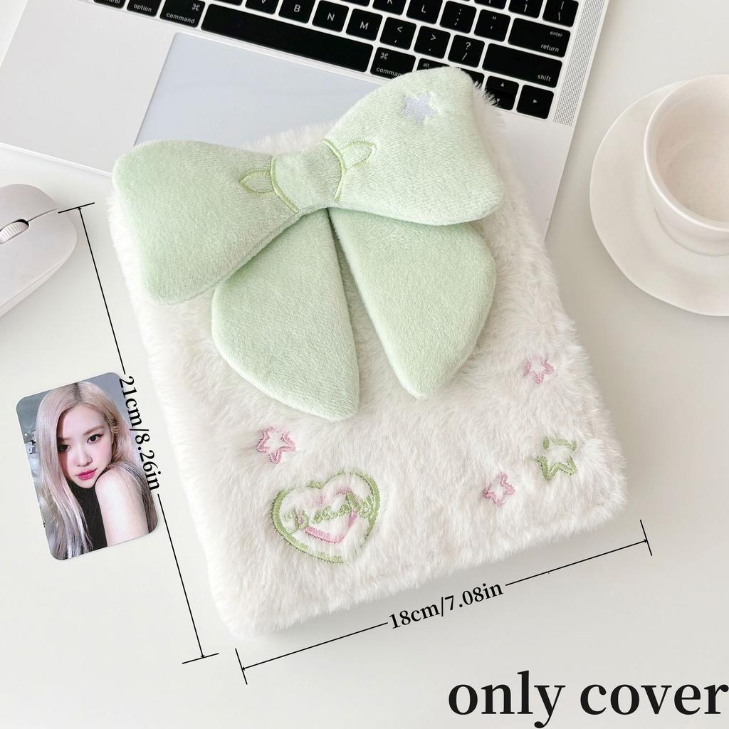 A6 Bow Plush Binder Pocards Holder Cute Girl Ins Idol Card Kpop Po Album Collect Loose-Leaf Card Storage Cover Stationery Quality