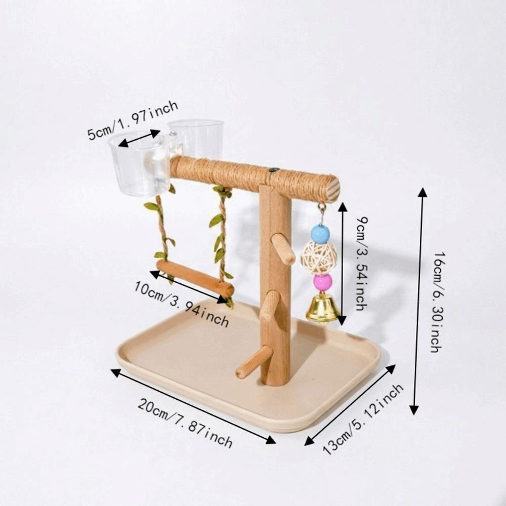 Durable Parrot Tray Rack Wooden Bird Platform Food Box Bird Feeding Station Rack Training Tool