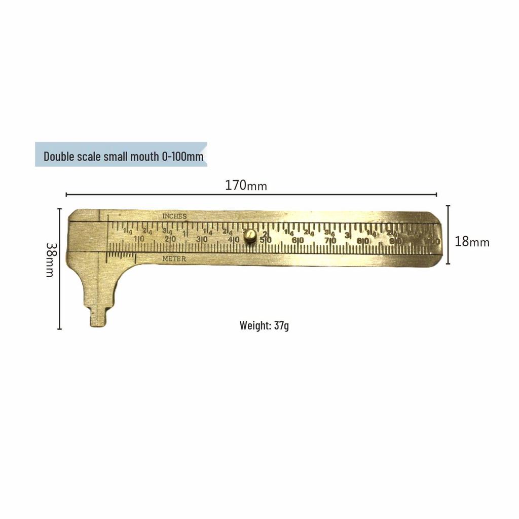 Portable Retro-Style Mini Vernier Caliper: Double-Scale Brass Ruler