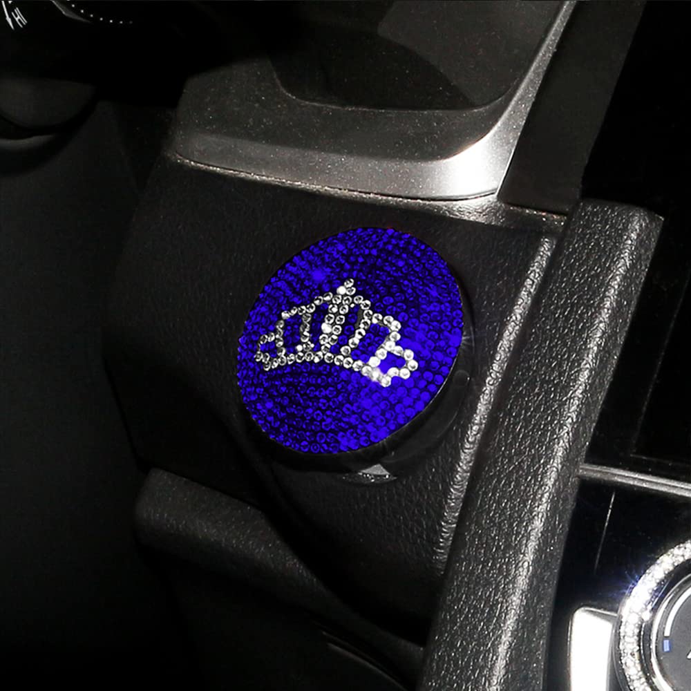 

Bling Crown Push Start Button Cover, Car Engine Button Cover Bling Car Crystal Rhinestone Ring Protective Switch Universal Anti Scratch Decorative синий