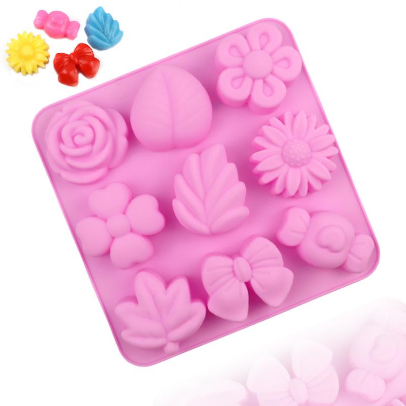 Rose Silicone Mold Flower Leaves Cake Decorating Tools Sunflower Bows Candy Ice Cube Tray Cupcake Topper Kitchen Accessories