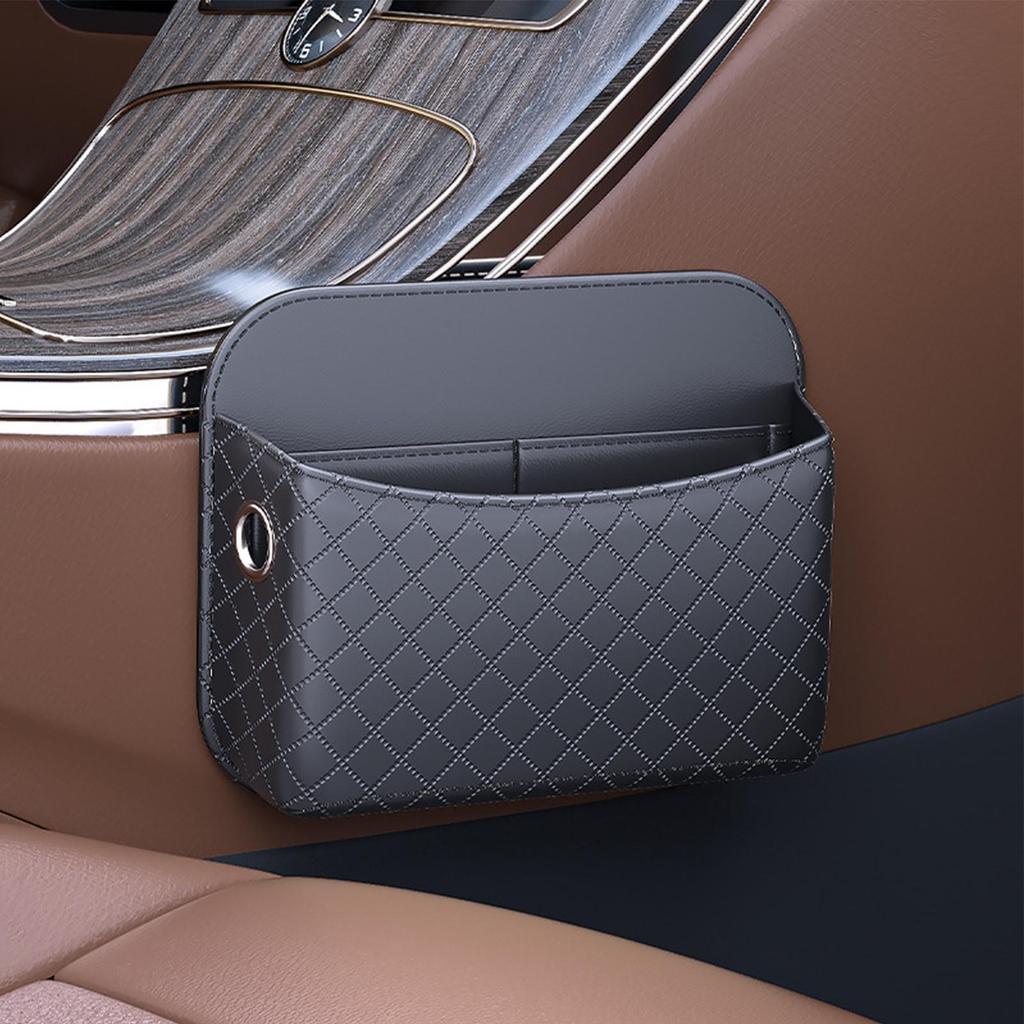 Car Pocket Organizer Adhesive PU Leather Box Car Seat Pocket for Automotive Vehicle Interior Door Console Front Backseat Van