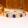 Luxurious Gold Color Blue Zircon Geometric Ring for Women Wedding Anniversary
