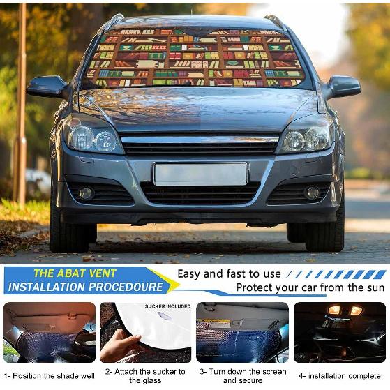 Book Shelf Windshield Sun Shade For Car Car Window Shades Car Sun Shade Car Accessories Auto Car Sun Visor
