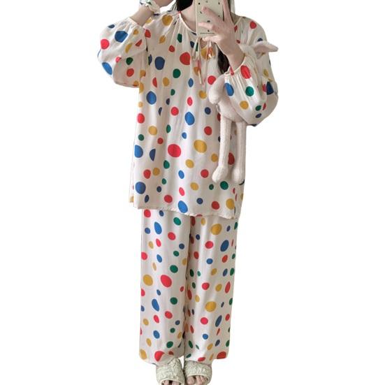 

Комплект пижамы для женщин Топ с длинным рукавом и брюки Комплект одежды для сна Повседневный свободный Домашний костюм Комплект из 2 предметов для весны и осени белый