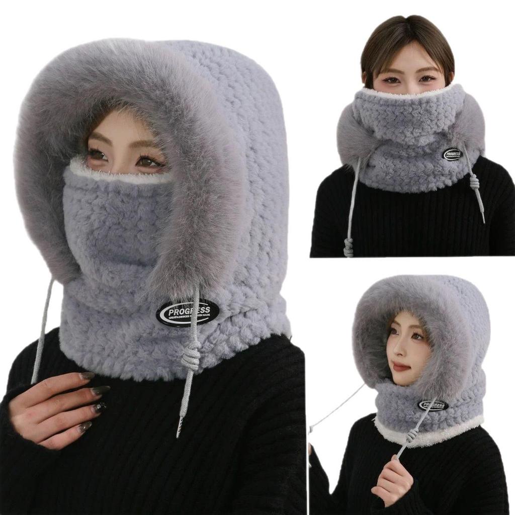 Plush Knit Winter Cycling Hood with Windproof Ear Protection