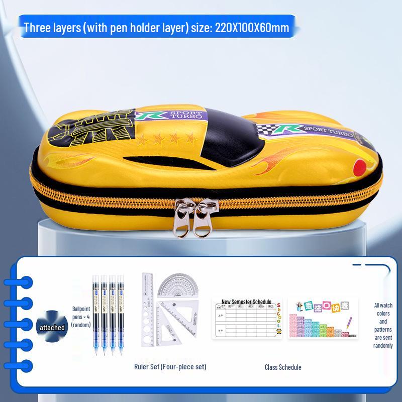 Multifunctional Pencil Case for Kids - Boys' & Girls' School Supplies Stationery Bag with Car Theme
