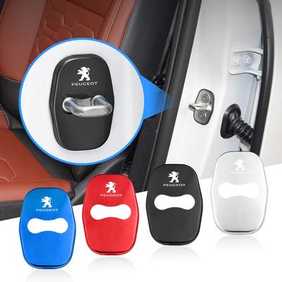 Car Sticker 2025 Hot 4Pcs Car Door Lock Buckle Protective Covers Zinc Alloy Cover For Peugeot 408 4008 308 3008 Rifter 5008 508
