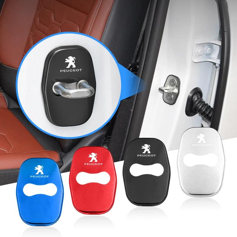 Autocollant de Voiture 2025 Chaud 4 Pièces Boucle de Verrouillage de Porte de Voiture Housses de Protection Couvercle en Alliage de Zinc Pour Peugeot 408 4008 308 3008 Rifter 5008 508
