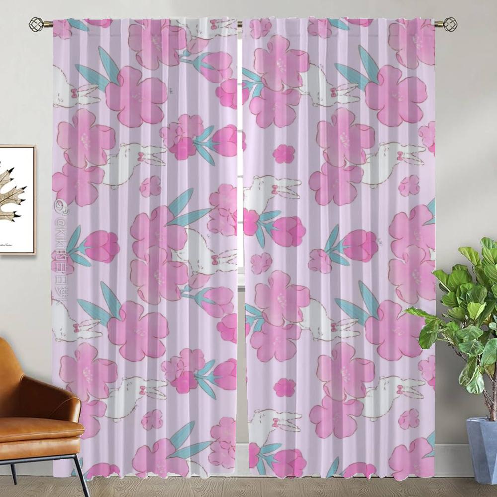 Dekoracja Halloween Kwiatowe Zasłony Kuchenne do Salonu Zasłona Tiul do Sypialni Zasłony Przeciw Komarom 2 Sztuki Przegroda