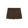 Spring New Women's Clothing Versatile Lattice Mid-Waist Wide Pleated Decoration Casual A- line Short Pantskirt 4661413