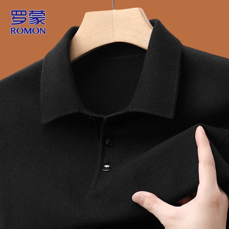 Romon Men's Polo Collar Knitted Sweater