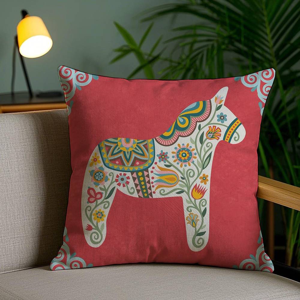 Classical Style Darama Print-Cute Pillow Case Anti-dustmite Pillowcase Invisible Zipper Silky Short Plush Sofa Cushion Cover