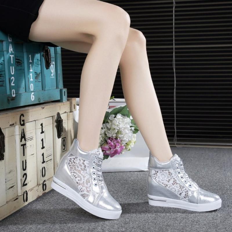 Keilabsatz Chunky Schuhe Damen Lässige Vulkanisierte Sneaker Frau Hohe Plateau Atmungsaktive Mesh Sneaker Designer Damen Sports Dad Schuhe