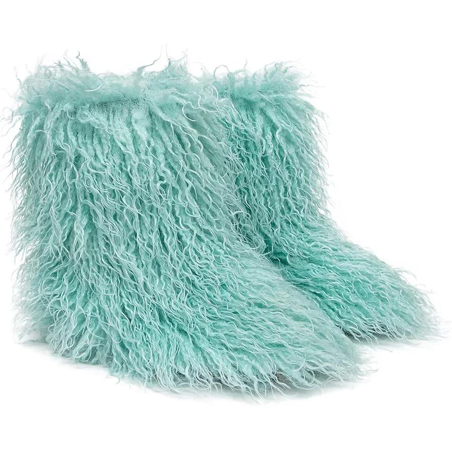 Winter Snow Boots Furry Shoes Women Fluffy Warm Faux Wool Boots Woman Teddy Fur Snow Boots Fashion Plush Short Boots Ladies