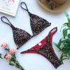 Wysoko Wycięte Mikro Bikini Damskie Leopardowe Bandage Push Up Strój Kąpielowy Seksowny Strój Kąpielowy Z Usztywnianą Miseczką Stringi Kostium Kąpielowy Biquini Trajes De Baño 2024