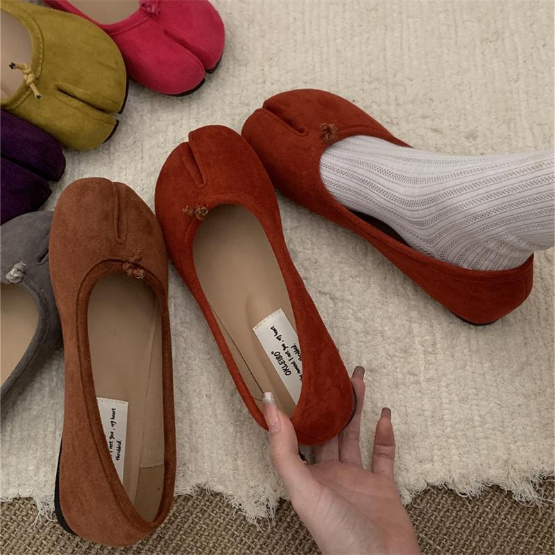 IPPEUM Velvet Mary Jane Shoes 2025 New Ballerinas Shoes Mujer Split Toe Ballet Flats