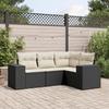 VidaXL Garden Lounge Set with Cushions 4 Pcs, Patio Sofas, Patio Furniture Set, Outdoor Furniture, Black 3222505