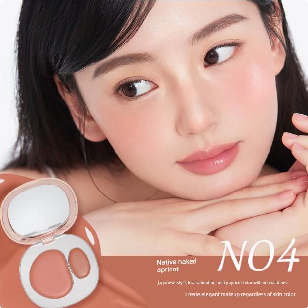 Foreverkey Two-Color Blush Cream Multi-Purpose Mud-Like Water-Gloss Highlighter and Contouring Three-In-One Matte Vitality Atmosphere for Women