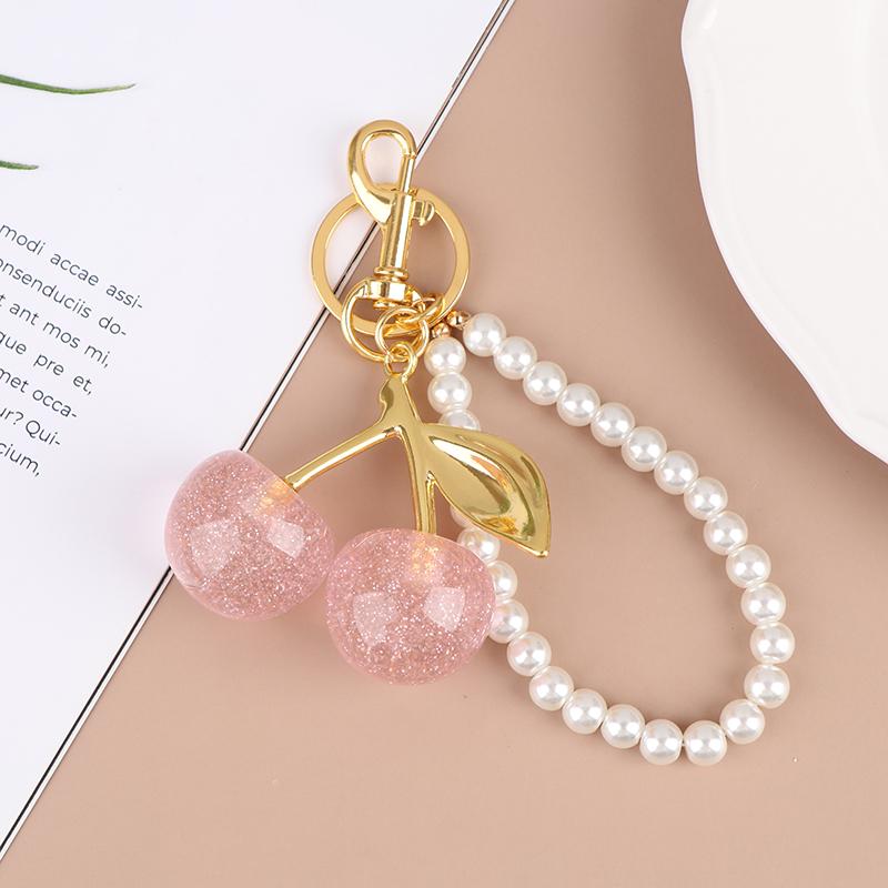 

Шикарный черно-красный брелок с вишней и сверкающей смоляной подвеской, женский шарм для украшения сумки, брелок, аксессуары для DIY