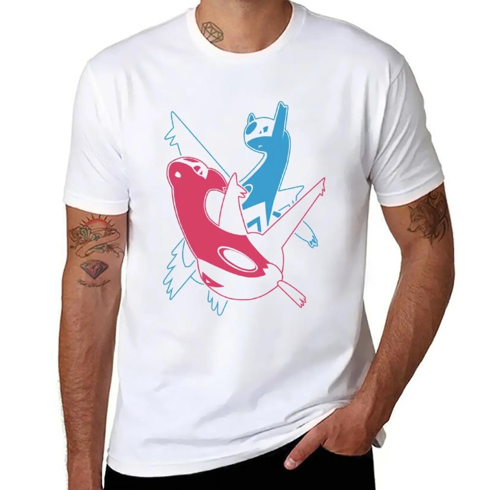Ein Lied Niedliches Eon-Duo Latios und Latias - Pkmn Go Niedliche Geschenke T-Shirt Bluse Kleidung für Männer Fantasie Verbinden Sommeroberteile XL white