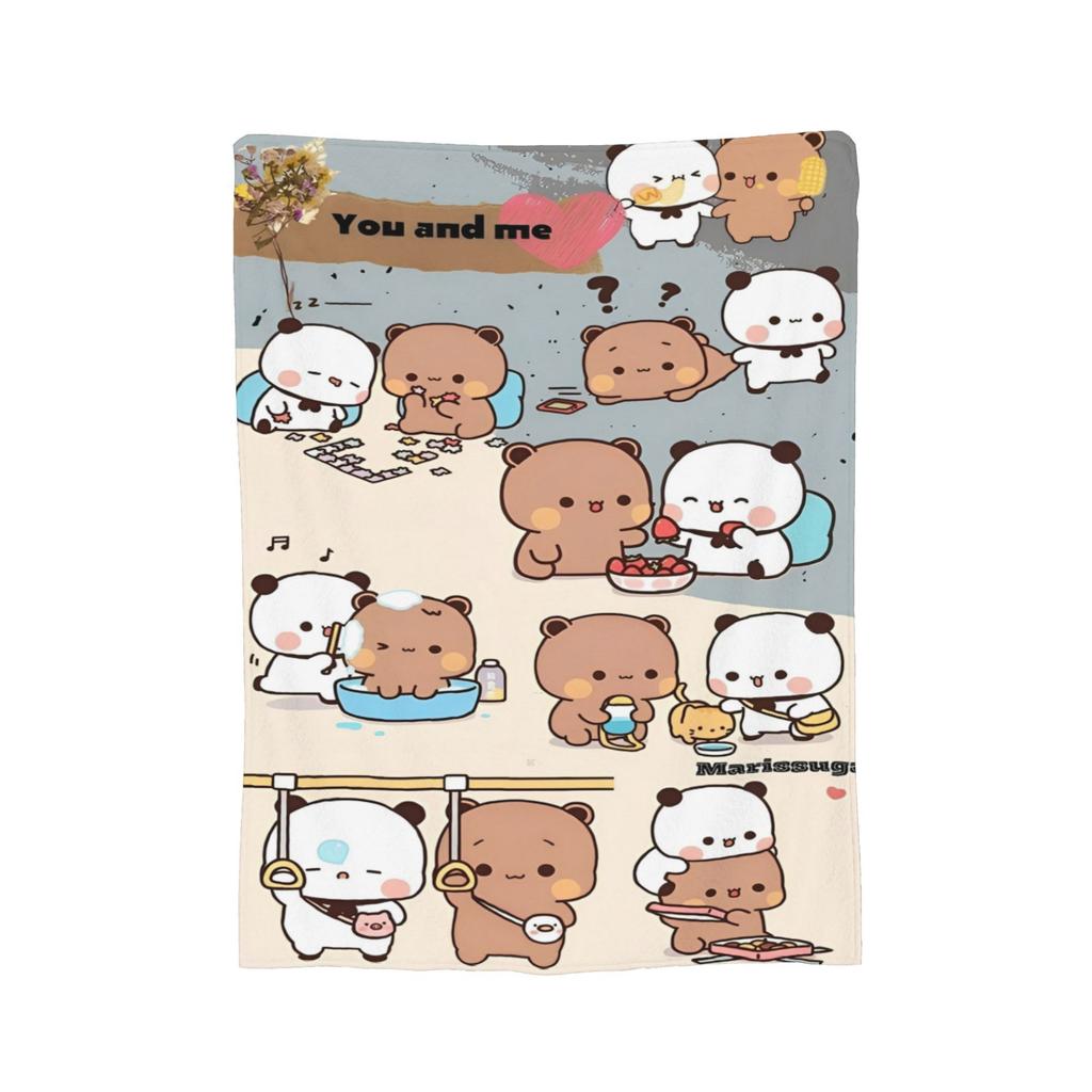 Relax Bubu and Dudu Cartoon Bear Blanket Merch Room Decorative Throws And Blankets Lightweight Thin Fleece for Outdoor