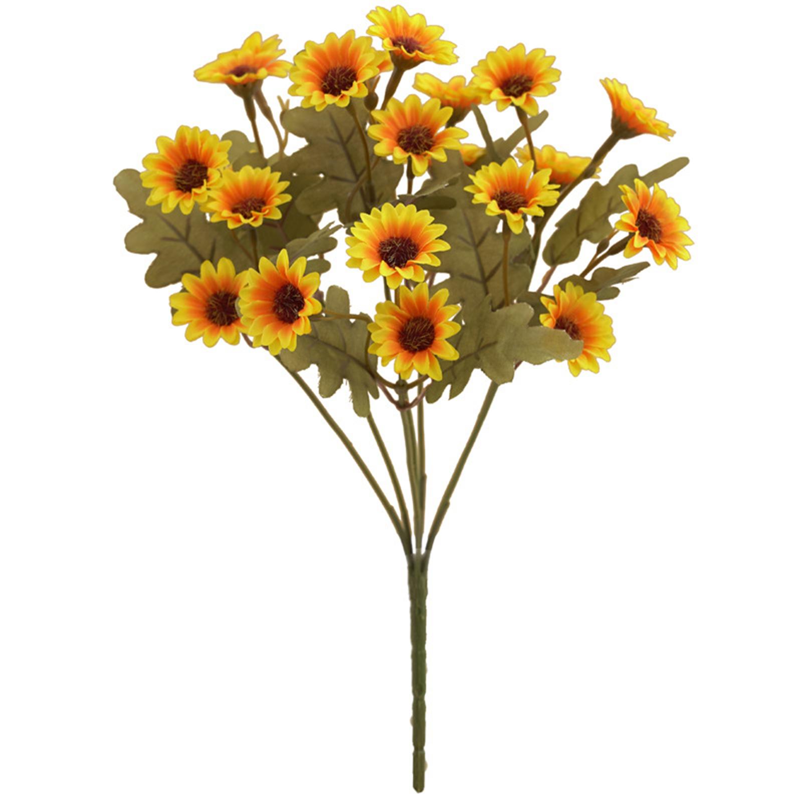 

1* Plastic Artificial Flower Simulation Bouquet Of Daisies For Home Decoration Wedding Room Craft Decoration жовтий
