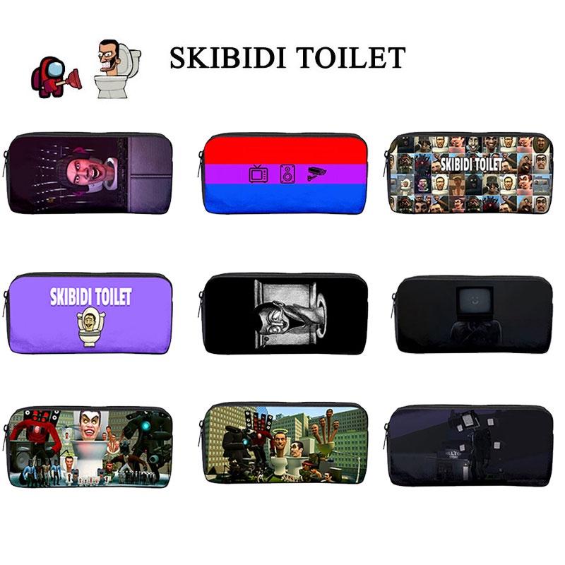 Toilet Skibidi Single Layer Zippered Pencil Case Tv Man Stationery Box Students