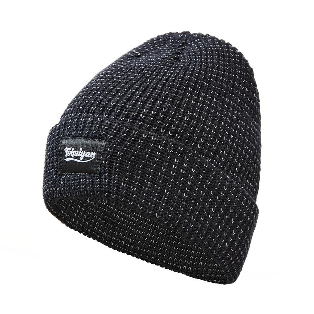 

Tohuiyan Reflective Knitted Cap With Alphabet Graphics For Winter Outdoor Sports And Safety Black