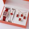 New Explosive Trend Leather Women'S Watch Square Korean Version Rhinestone Square Set Bracelet Watch