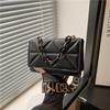Influencer Women's Quilted Crossbody Bag with Chain and Wide Shoulder Strap