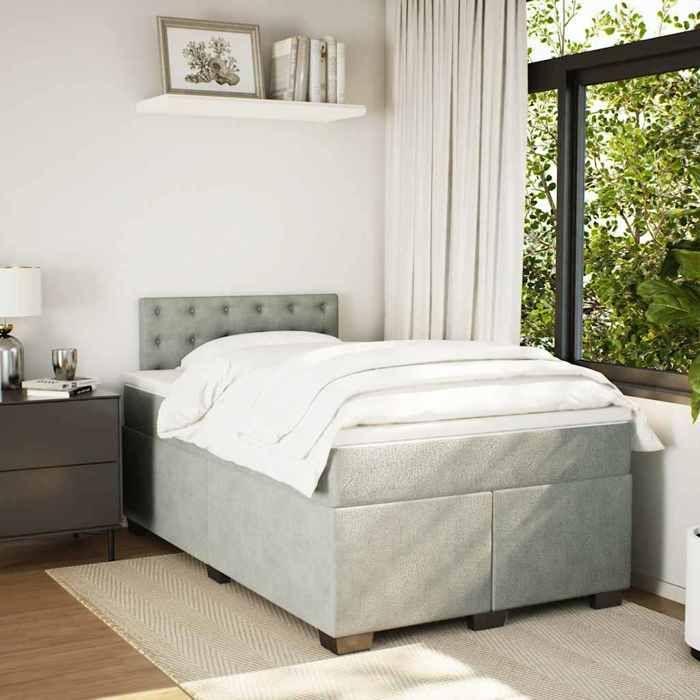 Maison Exclusive - Sommier à lattes de lit et matelas gris clair 120x190cm velours