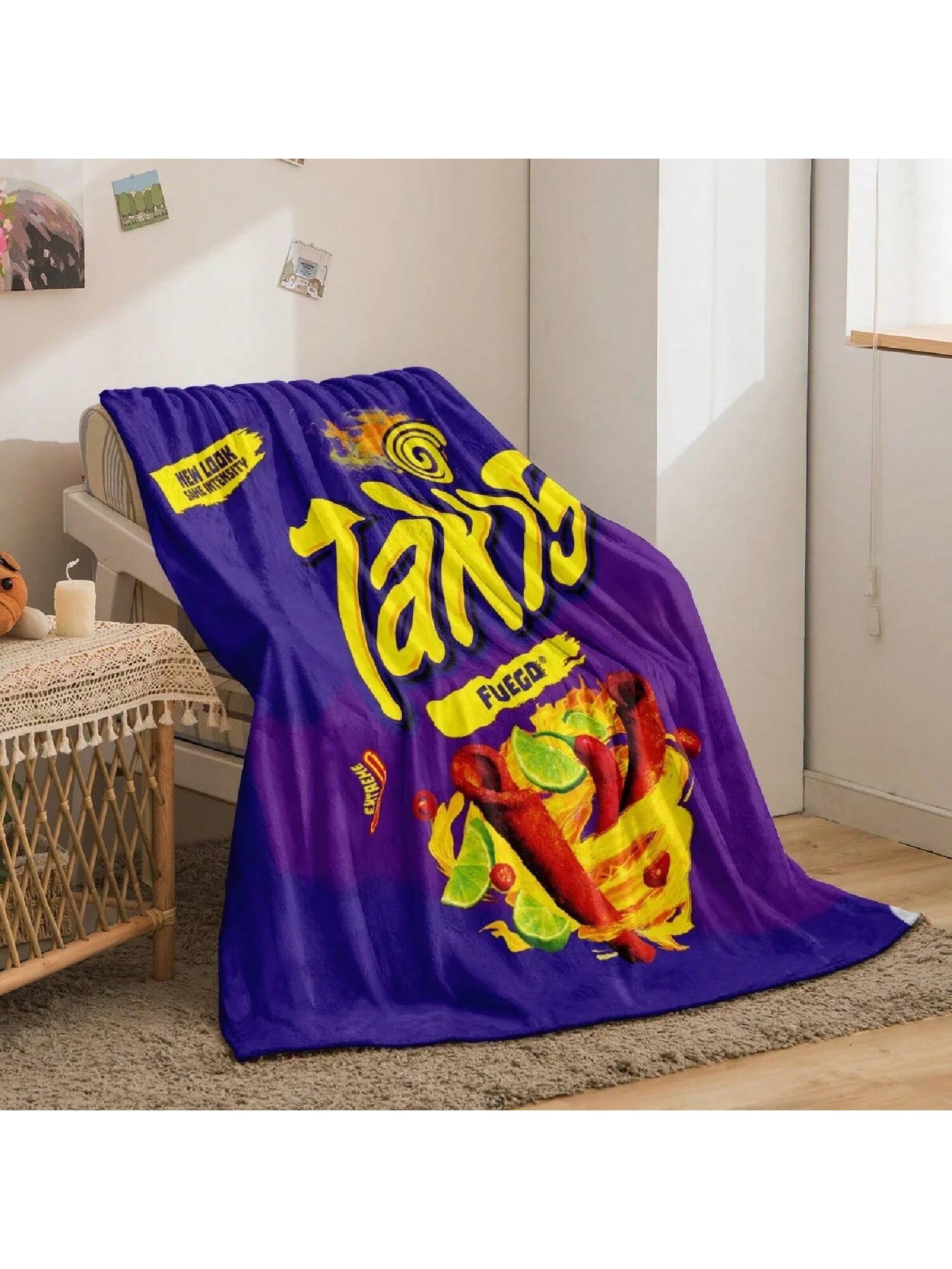 

1pc American Takis, Truck Digital Printing Warm Skin-Friendly Thickened Flannel Blanket For Office, Home, Travel 75X95CM серый