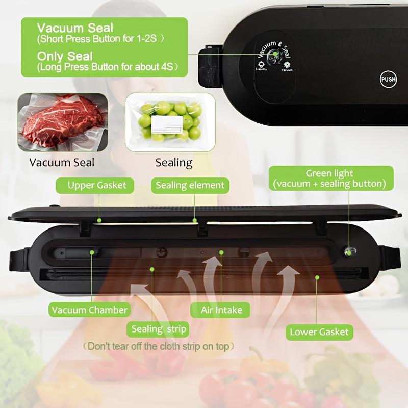 1set 10pcs Compact Food Vacuum Sealer Machine with Automatic Air Sealing System and Bags for Home and Kitchen
