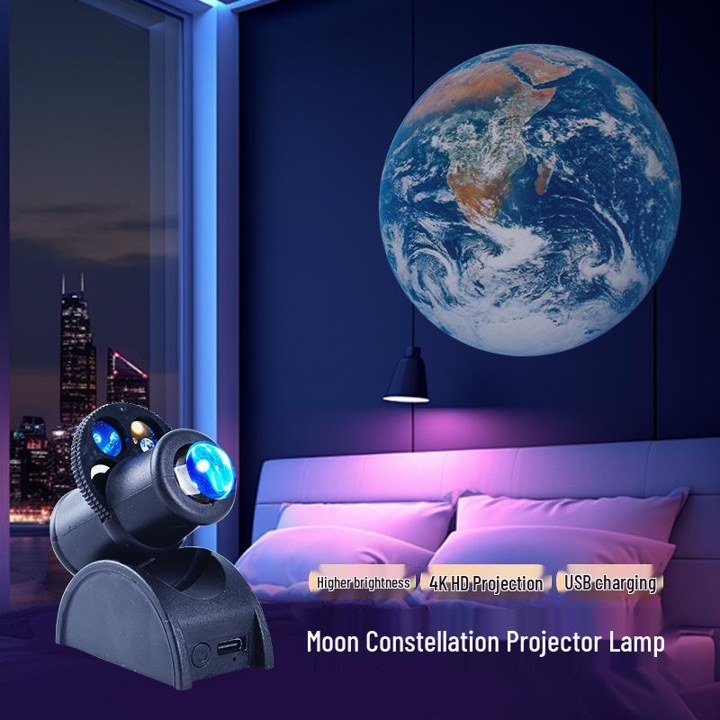Creative Cannon-Style Earth & Moon Projection Lamp: Atmospheric Night Light & Photography Prop
