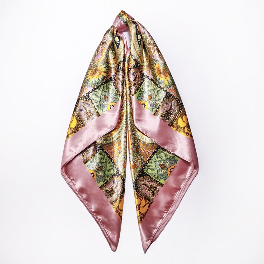 Women’s Fashionable and Versatile Faux Silk Headscarf with Cashew Nut Pattern