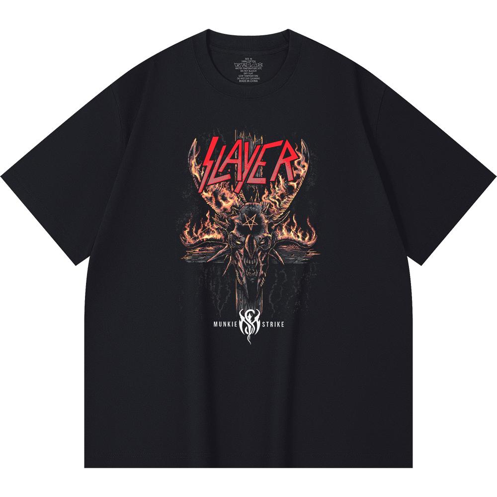 230 Gsm %100 Pamuk Heavy Metal Tişört Rock Grubu Popüler Müzik Baskılı Unisex Ağır Pamuk Tişört