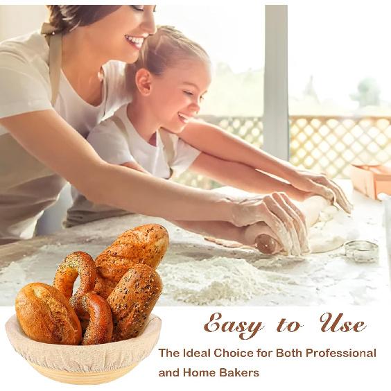 4 Pcs Banneton Bread Proofing Basket Linen Cloth Liners, 10 Inch Baking Dough Basket Cover Round and Oval Linen Sourdough Proofing Banneton Cloth for