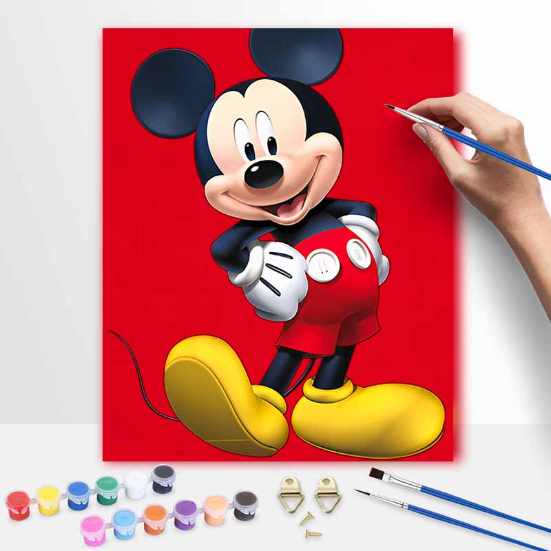 Disney Paint By Number Kit Mickey Mouse Art Drawing Canvas DIY Picture Home Decor Supplies For Adults Bedroom Wall Living Room Gift
