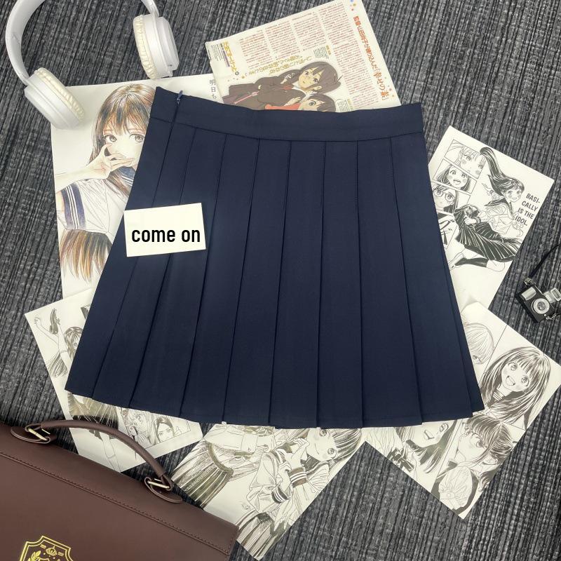 

High Waist Japanese School-Style A-Line Midi Skirt for Petite Figures XL