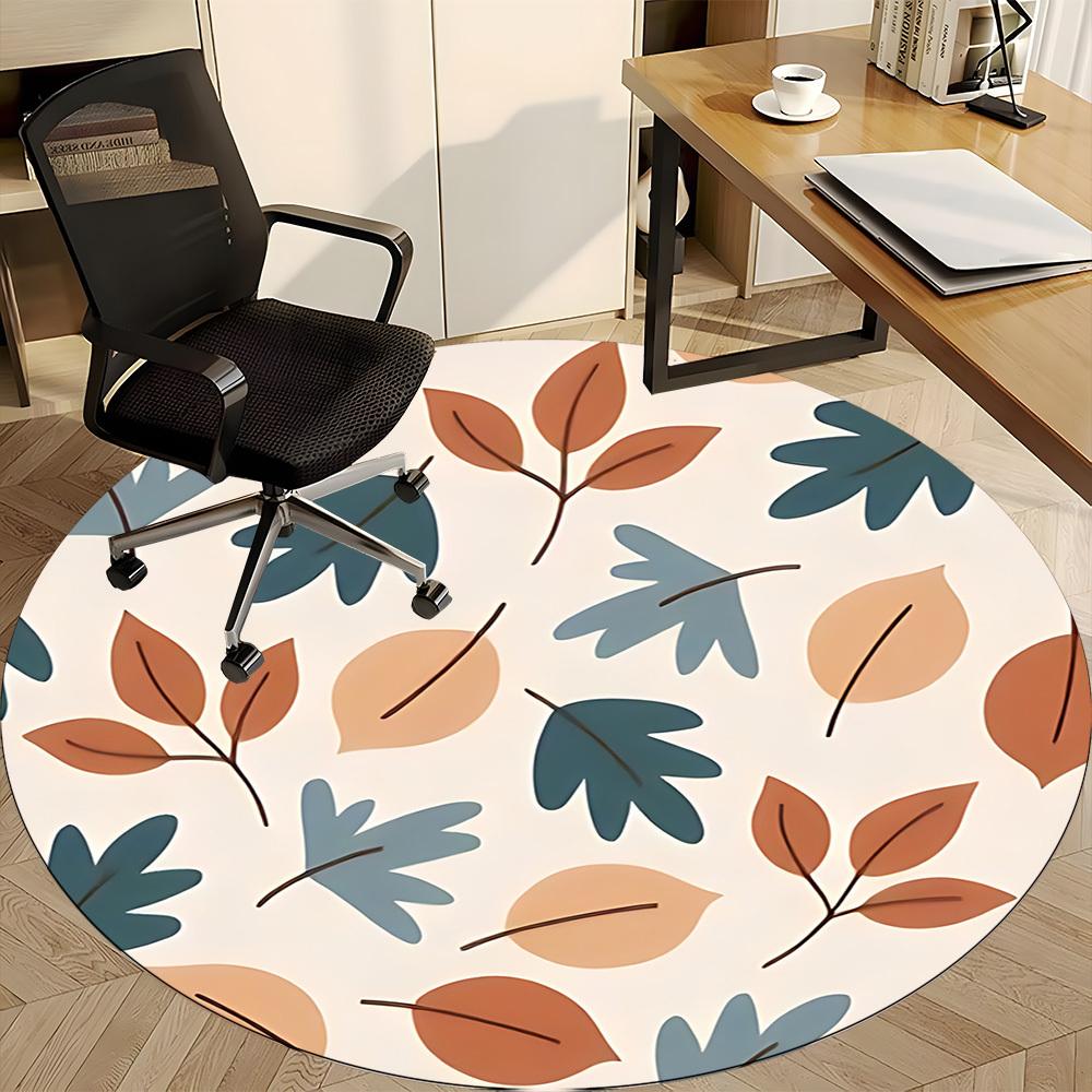 1pc Autumn Leaves Office Round Area Rug,  Mat Suitable For Office, Under Office Chairs Bedroom Living Room Home Decor, Room Deco