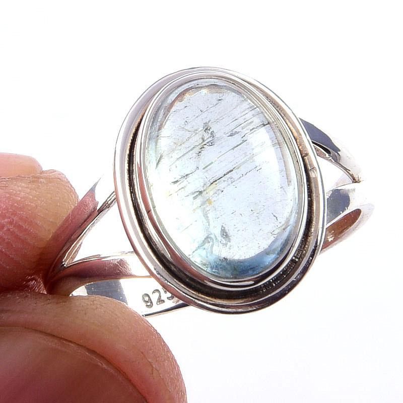 

Natural Aquamarine Gemstone Handmade 925 Solid Sterling Silver Ring Size 7 z7u90