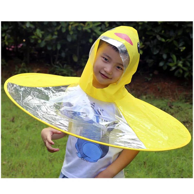 Pelerină de ploaie drăguță pentru copii, rață de desene animate, poncho de ploaie pentru copii, formă UFO, haină de ploaie pentru copii, jachetă de ploaie de exterior pentru băieți și fete, jachetă de vânt, umbrelă