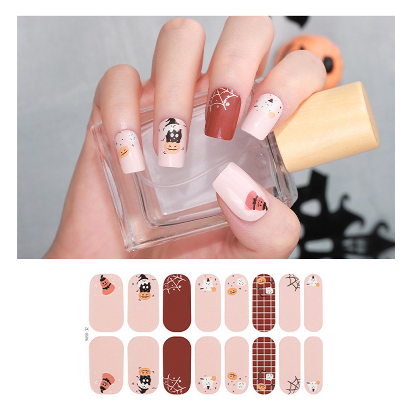 

Светящиеся наклейки для ногтей на Хэллоуин, наклейки для дизайна ногтей, флуоресцентные принадлежности для дизайна ногтей, светящиеся в темноте, самоклеящиеся ZE0506