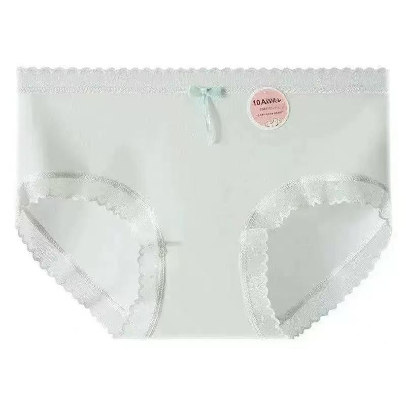 Women's New Summer Cotton Crotch Breathable Ice Silk Non Mark Middle Waist Triangle Briefs