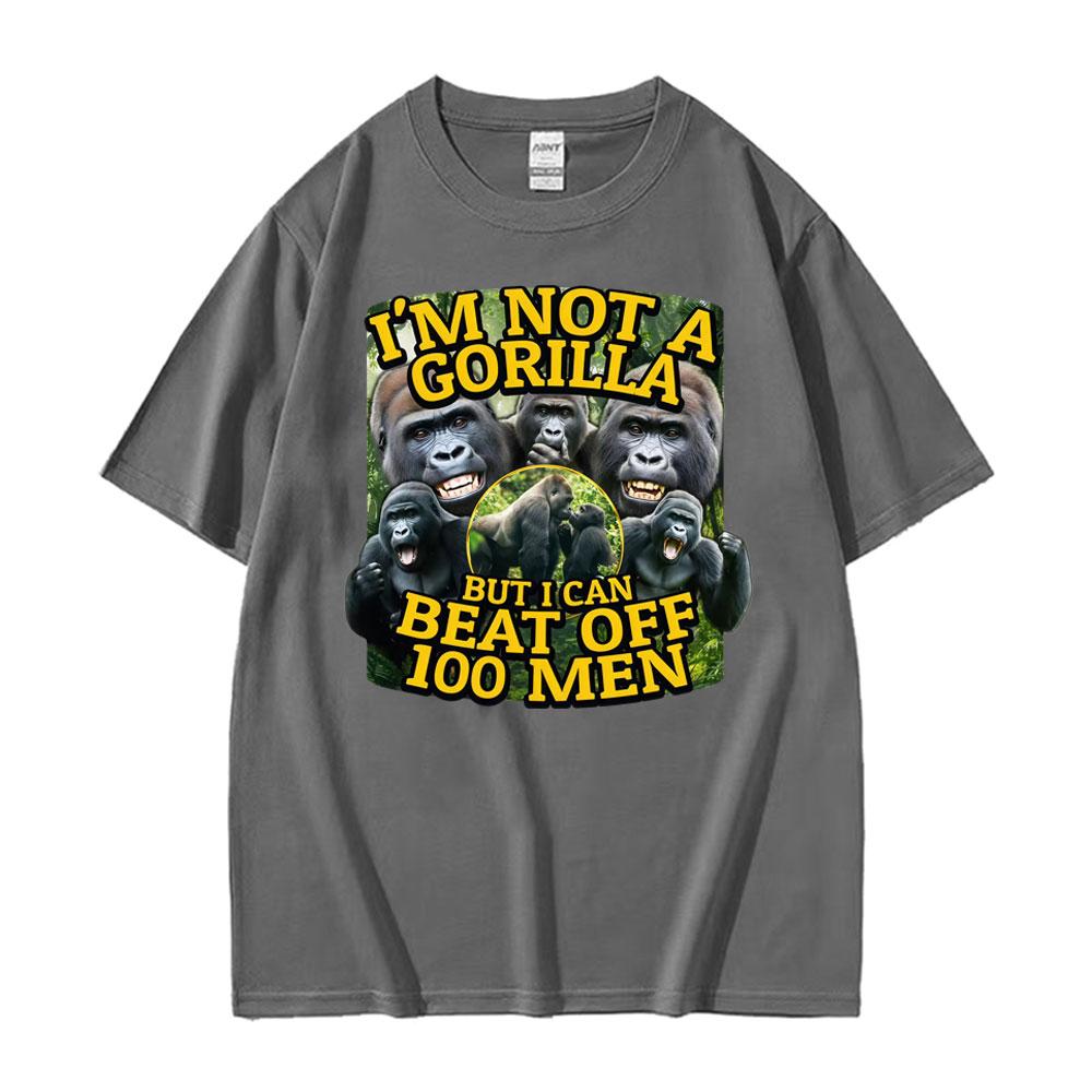 Funny Gorilla Vs 100 Men Meme Graphic T Shirts Men's Women Vintage Fashion Summer T-shirts Casual Summer High Quality T Shirt